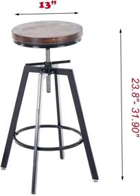 img 3 attached to 🪑 Joelgium Adjustable Bar Stools for Kitchen Counter - Set of 2 Rustic Counter Height Bar Stools with Natural Wood Seat, in Rustic Brown (Brown)