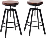 🪑 joelgium adjustable bar stools for kitchen counter - set of 2 rustic counter height bar stools with natural wood seat, in rustic brown (brown) logo