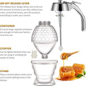 img 2 attached to 🍯 Honey Dispenser with Stand: Acrylic Container for Syrup, Sugar, and High Capacity No-Drip Dispensing