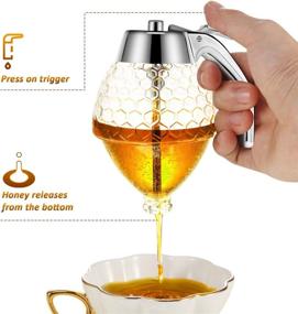 img 3 attached to 🍯 Honey Dispenser with Stand: Acrylic Container for Syrup, Sugar, and High Capacity No-Drip Dispensing