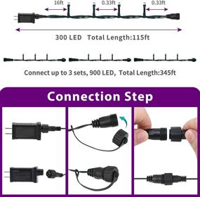 img 2 attached to 🎄 Holahome Теплые белые светодиодные Рождественские огни - 300 светодиодов, 115 футов огни на веревке для внутреннего и наружного украшения - 8 режимов освещения, феерические огни для елки, свадьбы, вечеринки, патио, сада - Подключение к сети.