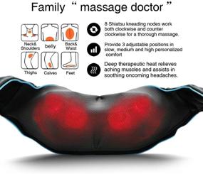 img 3 attached to 🔌 Electric Shiatsu Back Shoulder and Neck Massager with Heat – Deep Tissue 4D Kneading Massage for Shoulder, Back, and Neck – Ideal Gifts for Women, Men, Mom, Dad