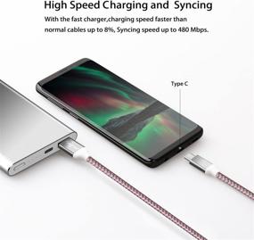 img 1 attached to 🔌 High-Speed USB to USB C Cable 10ft - Fasgear 3 Pack Long Type C Cable Nylon Braided (Blue/Purple/Pink) - Compatible with Galaxy Note 8 9 S8/S9/S10/S10+, LG V20/G6 and More - Fast Charging Capabilities!