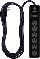 🔌 ge 6-outlet surge protector power strip, 10 ft extension cord, 600 joules, twist-to-close safety covers, protected indicator light, ul listed, black (37442) логотип