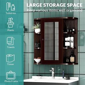img 2 attached to 🚽 MEETWARM Wall Mounted Bathroom Cabinet with Mirror - Multipurpose Hanging Cupboard for Kitchen, Medicine, and Storage - Single Door with 2 Adjustable Shelves (Coffee)