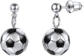 img 4 attached to 🥇 PROSTEEL Stainless Steel 3D Soccer Football/Basketball Charm Necklace/Earrings - Unisex Jewelry for Fans, Perfect Gift for Boys, Men, Girls, and Women