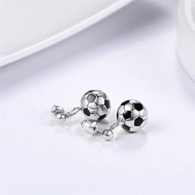 img 2 attached to 🥇 PROSTEEL Stainless Steel 3D Soccer Football/Basketball Charm Necklace/Earrings - Unisex Jewelry for Fans, Perfect Gift for Boys, Men, Girls, and Women