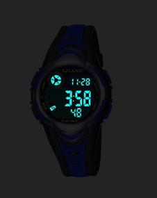 img 3 attached to 🌊 AZLAND Waterproof Swimming Frozen Sports Watch for Kids - Upgraded Version with Three Alarms, Green LED Digital Watches for Boys and Girls