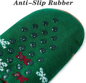 img 2 attached to 🎄 Christmas Slipper Socks for Boys and Girls - Novelty Non-Slip Xmas Sweater Stockings with Cozy Fleece Lining - Size 5-9T