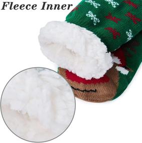 img 3 attached to 🎄 Christmas Slipper Socks for Boys and Girls - Novelty Non-Slip Xmas Sweater Stockings with Cozy Fleece Lining - Size 5-9T