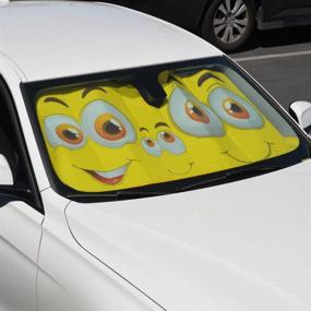 img 2 attached to 🌞 BDK Yellow Smiley Faces Windshield Sunshade – Effective Auto Shade for Car, Truck, SUV - UV Ray Protector, Keeps Vehicle Cool - 58 x 27 in