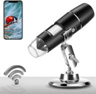 🔬 handheld portable mini wifi usb microscope camera 1x-1000x with 1080p resolution & 8 led lights - wireless compatible with iphone/ipad/smartphone/tablet/pc logo