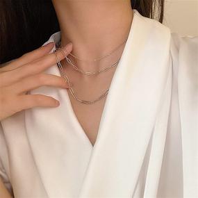 img 3 attached to 💎 18k Gold Paperclip Chain Link Necklace Set - Dainty Stainless Steel Paperclip Link Chain Layered Necklace with Oval Link Chains and Initial Necklaces for Women and Girls