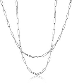 img 4 attached to 💎 18k Gold Paperclip Chain Link Necklace Set - Dainty Stainless Steel Paperclip Link Chain Layered Necklace with Oval Link Chains and Initial Necklaces for Women and Girls