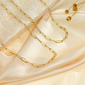 img 1 attached to 💎 18k Gold Paperclip Chain Link Necklace Set - Dainty Stainless Steel Paperclip Link Chain Layered Necklace with Oval Link Chains and Initial Necklaces for Women and Girls