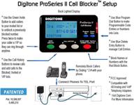 📞 enhanced digitone proseries ii landline phone call blocker - automatically blocks numerous pre-loaded blocked names and numbers with a spacious back-lit display logo