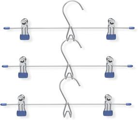 img 1 attached to 👖 Honey-Can-Do HNG-01193 Add-On Skirt/Pant Hanger, 3-Pack, Chrome/Blue: Organize Your Bottoms in Style