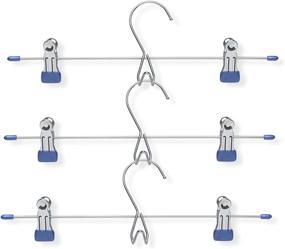 img 2 attached to 👖 Honey-Can-Do HNG-01193 Add-On Skirt/Pant Hanger, 3-Pack, Chrome/Blue: Organize Your Bottoms in Style