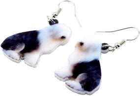 img 1 attached to Playful DUOWEI Acrylic Sitting Old English Sheepdog Earrings: Charming Pet-inspired Dangle Drop Jewelry for Women & Girls, Perfect for Gifts and Style!