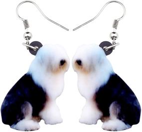 img 4 attached to Playful DUOWEI Acrylic Sitting Old English Sheepdog Earrings: Charming Pet-inspired Dangle Drop Jewelry for Women & Girls, Perfect for Gifts and Style!