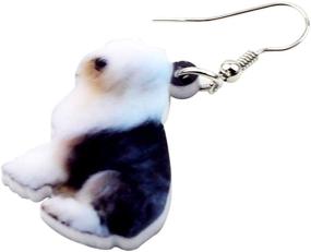 img 2 attached to Playful DUOWEI Acrylic Sitting Old English Sheepdog Earrings: Charming Pet-inspired Dangle Drop Jewelry for Women & Girls, Perfect for Gifts and Style!