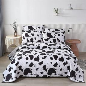 img 3 attached to PERFEMET Black and White Cow Print Quilt Set: Reversible Bedspread for Kids and Teens, Queen Size, Machine Washable