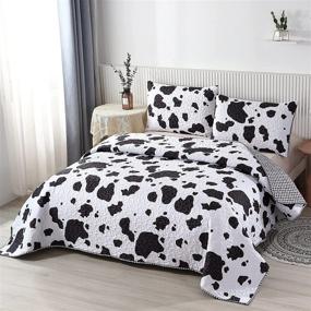 img 4 attached to PERFEMET Black and White Cow Print Quilt Set: Reversible Bedspread for Kids and Teens, Queen Size, Machine Washable