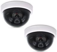 wali dummy fake security cctv dome camera with flashing red led light, 2-pack, white - includes security alert sticker decals (sdw-2) logo