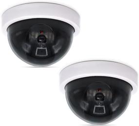img 4 attached to WALI Dummy Fake Security CCTV Dome Camera with Flashing Red LED Light, 2-Pack, White - Includes Security Alert Sticker Decals (SDW-2)