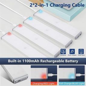 img 3 attached to 🔦 Closet Light Under Cabinet Lighting - 60 LED Motion Sensor Light Bulb with 3 Color Modes - 4 Pack Rechargeable Cabinet Lights & 6 Magnetic Strips with 3M Sticker: Efficient and Versatile Lighting Solution