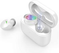 shocktu tws wireless earbuds: bluetooth 5.0 stereo sound, mic & volume control, usb c charging, white - ideal for work, travel, and gym logo