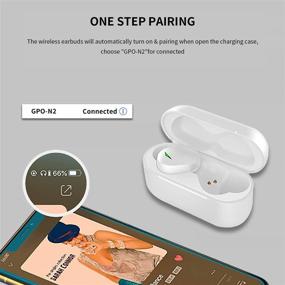 img 1 attached to SHOCKTU TWS Wireless Earbuds: Bluetooth 5.0 Stereo Sound, Mic & Volume Control, USB C Charging, White - Ideal for Work, Travel, and Gym