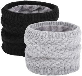 img 4 attached to Epeius Kids Winter Knitted Infinity Scarf - Cozy Polar Fleece Neck Warmer for Girls and Boys