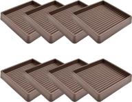 vocomo 3x3 caster cups - square rubber furniture cups with anti-sliding floor grip - non skid furniture caster cups for enhanced floor protection (brown, 8 pack) logo