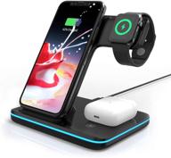 🔌 omni dock 3-in-1 wireless charging station - 15w qi fast charger stand for apple watch series 1/2/3/4/5/6, airpods pro, compatible with iphone 12/xs max/xr/xs/x/se/11/8/8 plus/samsung (black) logo