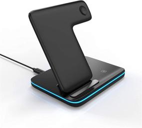 img 2 attached to 🔌 Omni Dock 3-in-1 Wireless Charging Station - 15W QI Fast Charger Stand for Apple Watch Series 1/2/3/4/5/6, AirPods Pro, Compatible with iPhone 12/XS MAX/XR/XS/X/SE/11/8/8 Plus/Samsung (Black)