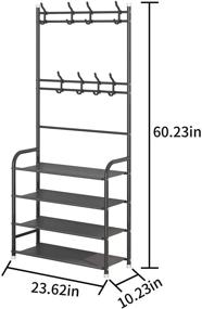 img 2 attached to 🧥 Вешалка UDEAR для входной зоны с четырехэтажной полкой - легкая сборка для хранения обуви и одежды в черном цвете