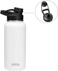 img 3 attached to 🥤 MIRA 32 oz Stainless Steel Insulated Sports Water Bottle - Keep Drinks Ice Cold for 24 Hours, Piping Hot for 12 Hours - BPA-Free Spout Lid Cap - Elegant White Finish