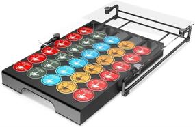 img 1 attached to EVERIE Glass Top Coffee Pod Storage Drawer Holder for K Cup Pods - Holds 35 Pods, KP3501-BL