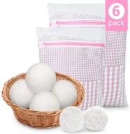 🔴 peakally xxl organic wool dryer balls & mesh laundry bags: perfect wash & dry sets for ultimate fabric softening & delicate care logo