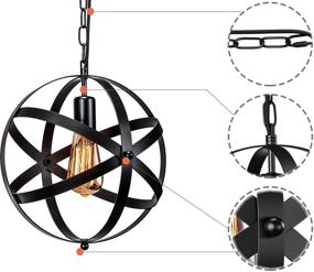 img 3 attached to 🌍 Metal Globe Vintage Pendant Light, Industrial Hanging Fixture with Plug-in Cord - Perfect for Living Room, Kitchen, Dining Room (1 Pack)