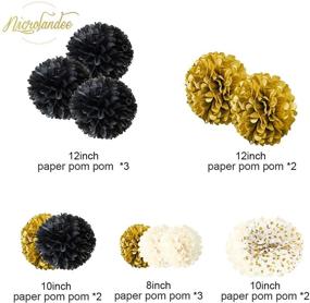 img 2 attached to 🎉 Black Gold Party Decorations - 12 PCS Black Gold White Tissue Paper Pom Poms for Wedding, Birthday, Graduation Décor, Baby Shower, Bridal Shower, Prom, Festival Decorations by NICROLANDEE