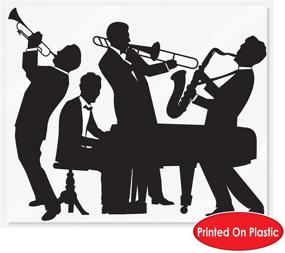 img 2 attached to 🎷 Beistle 1920s Jazz Band Instant Mural Wall Decor for Mardi Gras Music Party Supplies, 5ft x 6ft, Black and White