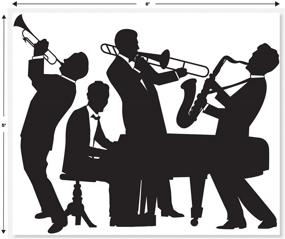 img 3 attached to 🎷 Наклейка-мурал Beistle 1920-х годов для джазовой группы для вечеринки Марди Гра, 5 x 6 футов, черно-белая