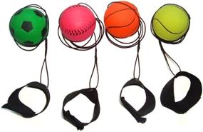 img 3 attached to 🔵 GOGO Pack of 6 Rubber Bouncy Balls: Enhance Finger Strength with Wrist Strap & String