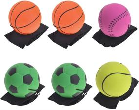 img 4 attached to 🔵 GOGO Pack of 6 Rubber Bouncy Balls: Enhance Finger Strength with Wrist Strap & String