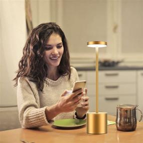 img 3 attached to 🔦 YHT Rechargeable Cordless LED Table Lamp 2 Pack: Dimmable USB Metal Desk Light with 6000mAh Battery - Perfect for Reading, Bedside & Dining - Gold