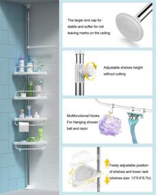 img 1 attached to 🚿 Adjustable Height Stainless Steel Shower Caddy Tension Pole with 4 Tiers - Includes Installation Video