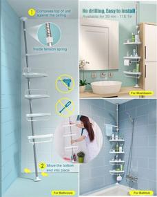 img 4 attached to 🚿 Adjustable Height Stainless Steel Shower Caddy Tension Pole with 4 Tiers - Includes Installation Video