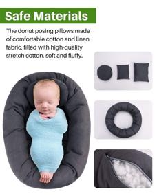 img 3 attached to 🌾 Wheat Donut Posing Pillow Basket Filler for Newborn Baby Photography - Sunmig Grey Photo Prop